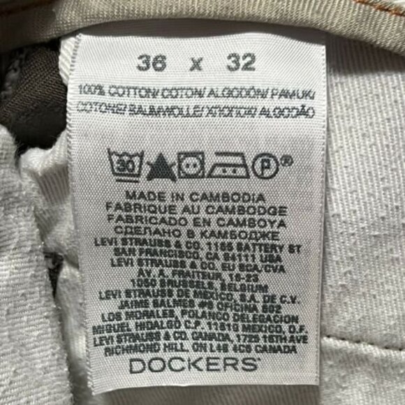 Dockers Mens Classic Khaki Brown Pants Flat Front Size 36 x 32 - Picture 7 of 12